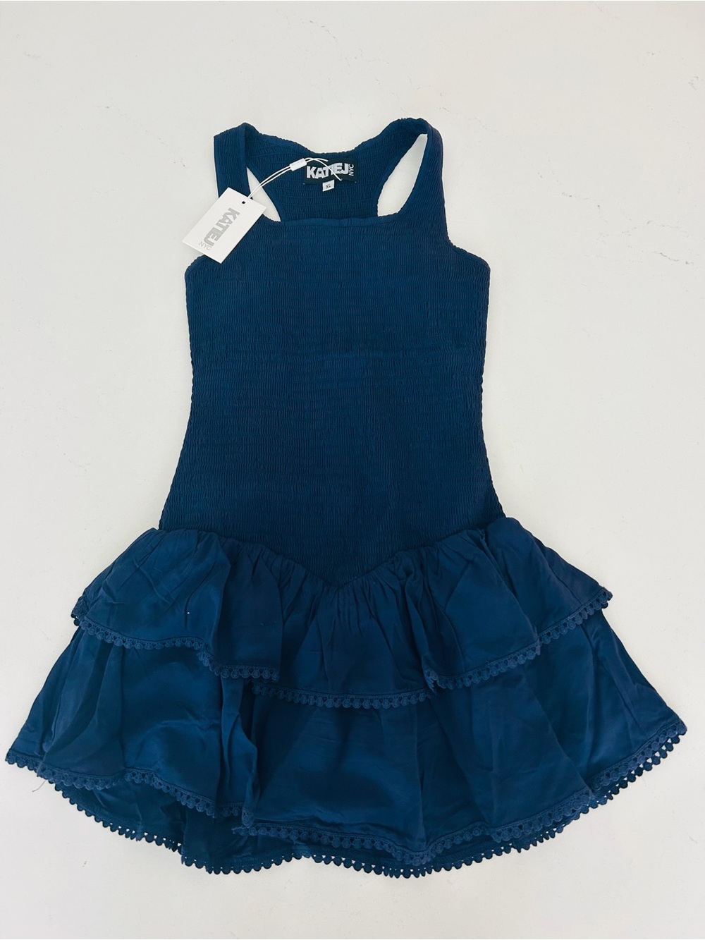 Katie J NYC Navy Blue Smocked Dress